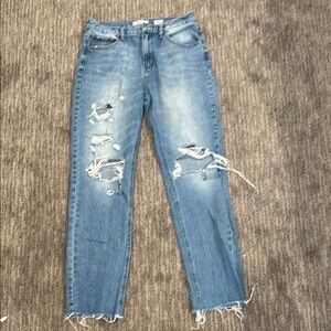 Distressed Blue Jeans